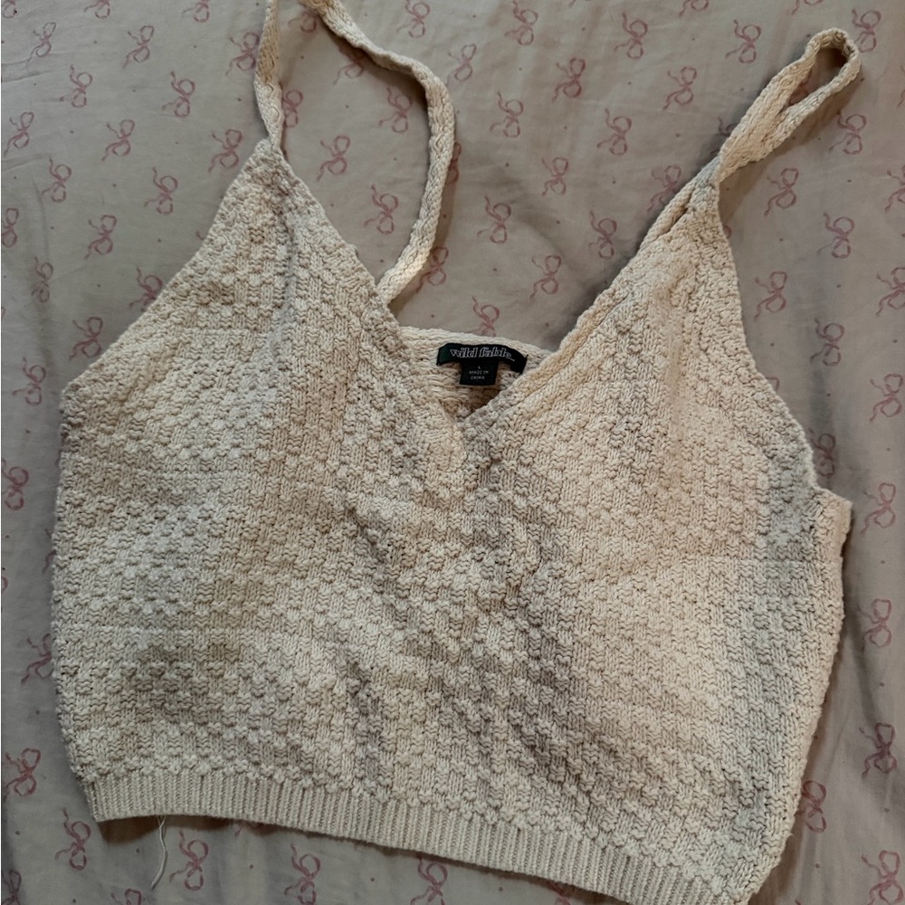 Wild Fable Textured Cream Tank Top